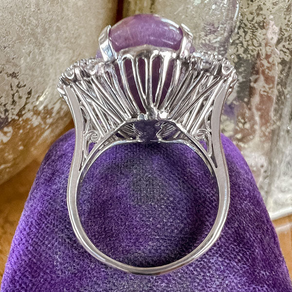Vintage Purplish Pink Star Sapphire & Diamond Ring - Image 5