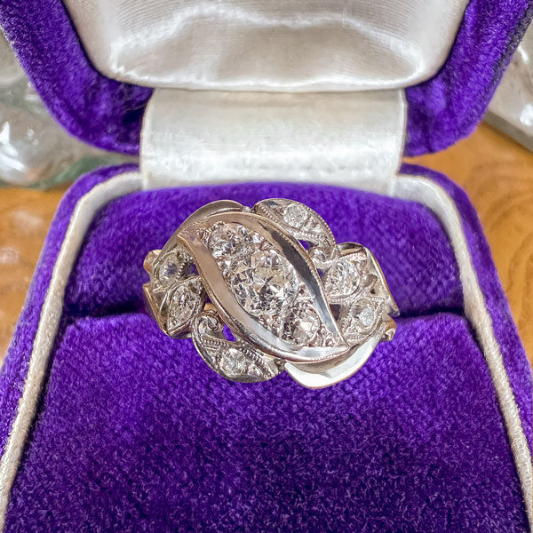 Vintage Retro Diamond Ring, Old Euro 0.20ct.