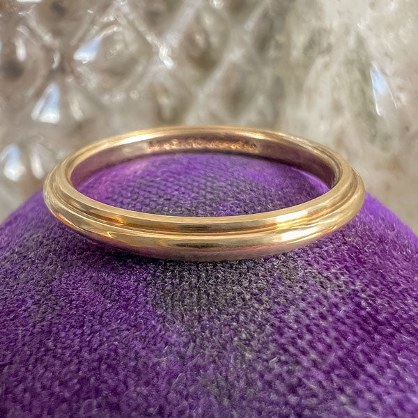 Vintage Ridged Gold Wedding Band Ring, Size 5 3/4