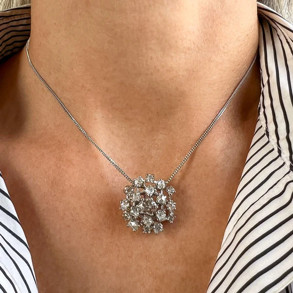 Vintage Rose Cut Diamond Cluster Pendant