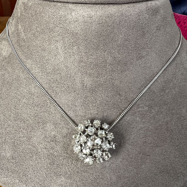 Vintage Rose Cut Diamond Cluster Pendant - Image 2