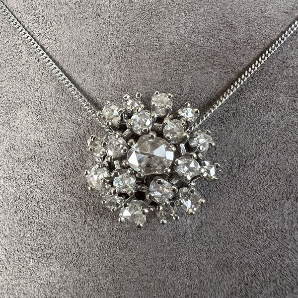 Vintage Rose Cut Diamond Cluster Pendant - Image 3