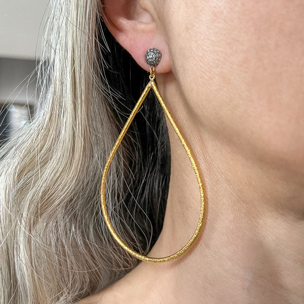 Vintage Diamond & Large Teardrop Earrings