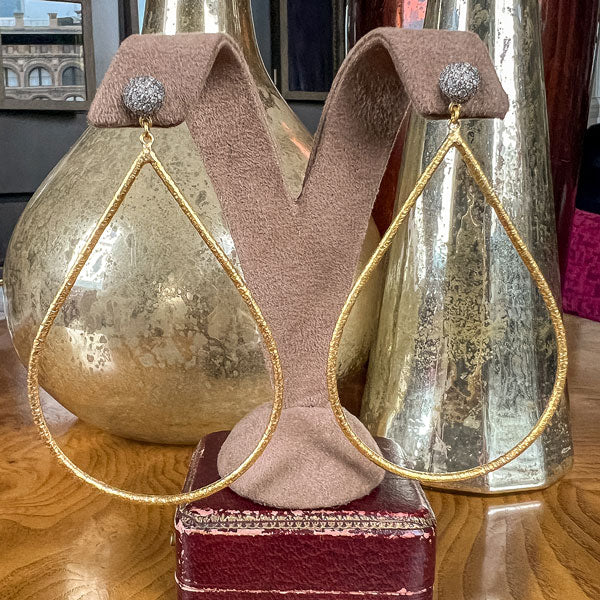 Vintage Diamond & Large Teardrop Earrings - Image 2