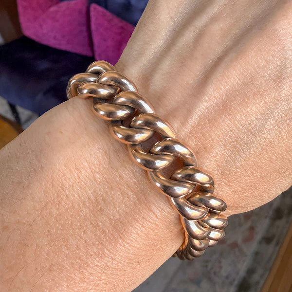 Antique Rose Gold Curb Link Chain Bracelet
