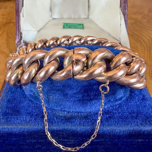 Antique Rose Gold Curb Link Chain Bracelet - Image 2