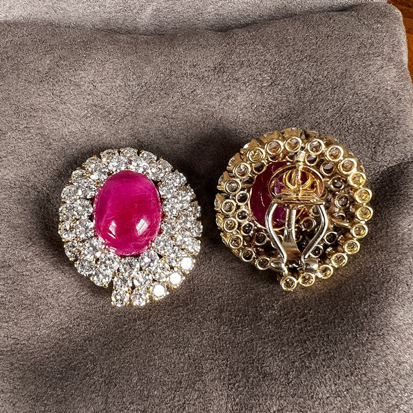 Vintage Ruby & Diamond Clip Earrings - Image 3