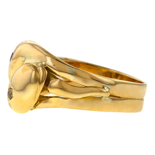 Vintage Ruby & Diamond Snake Ring - Image 4