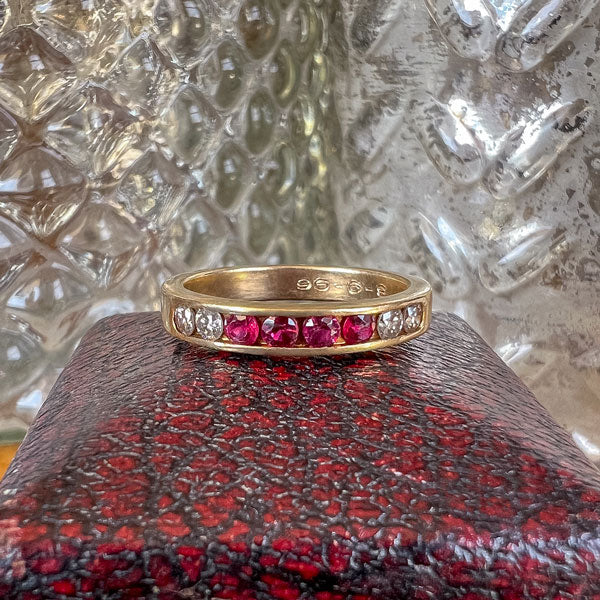 Vintage Ruby & Diamond Band Ring, Size 6 - Image 2
