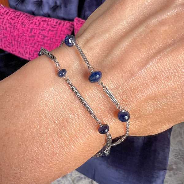 Vintage Sapphire Bead Bracelet - Image 3