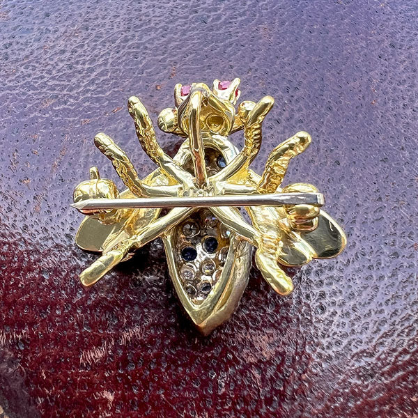 Vintage Sapphire & Diamond Bee Pin/ Pendant - Image 3