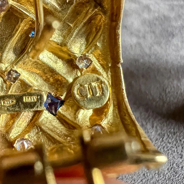 Vintage Sapphire & Diamond Clip Earrings - Image 3