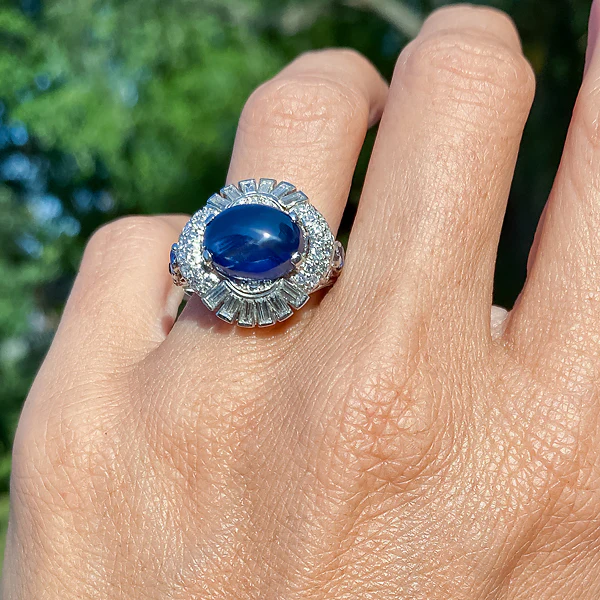 Vintage Sapphire & Diamond Cocktail Ring - Image 5