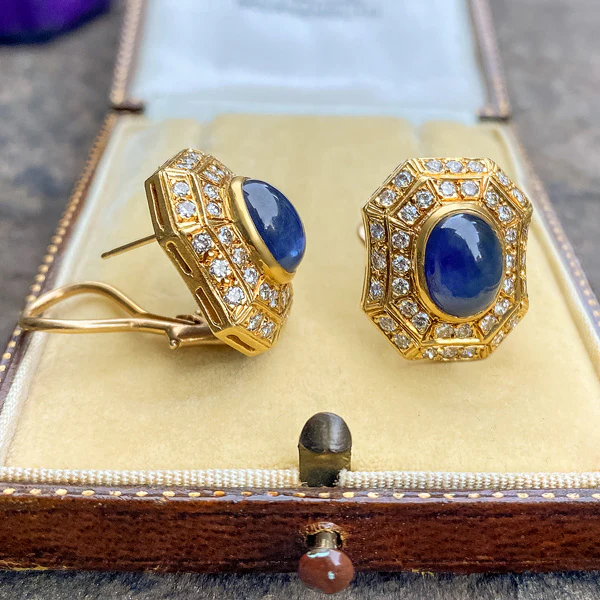 Vintage Sapphire & Diamond Earrings - Image 3