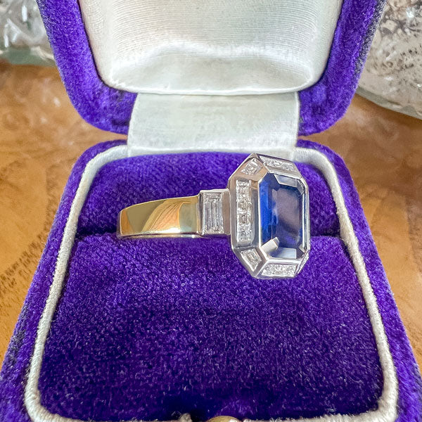 Vintage Sapphire & Diamond Ring, Emerald Cut 1.90ct. - Image 2