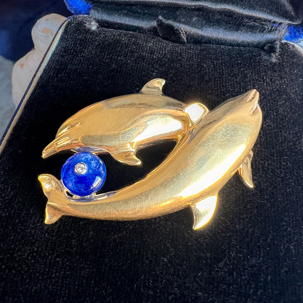 Vintage Sapphire Dolphin Pin