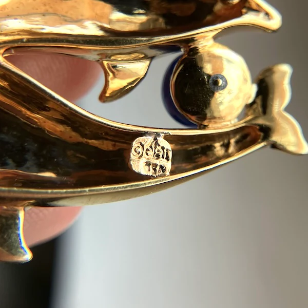 Vintage Sapphire Dolphin Pin - Image 3
