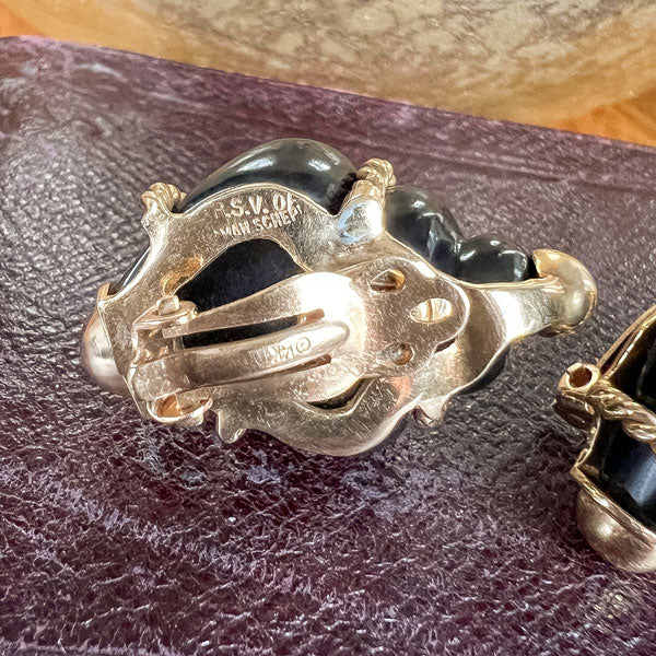 Vintage Seaman Schepps Onyx Shell Earrings - Image 3