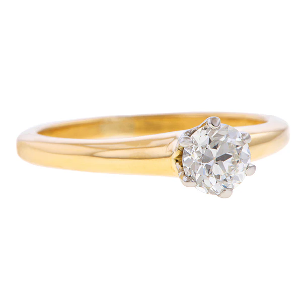 Vintage Solitaire Diamond Engagement Ring, RBC 0.46ct. - Image 3