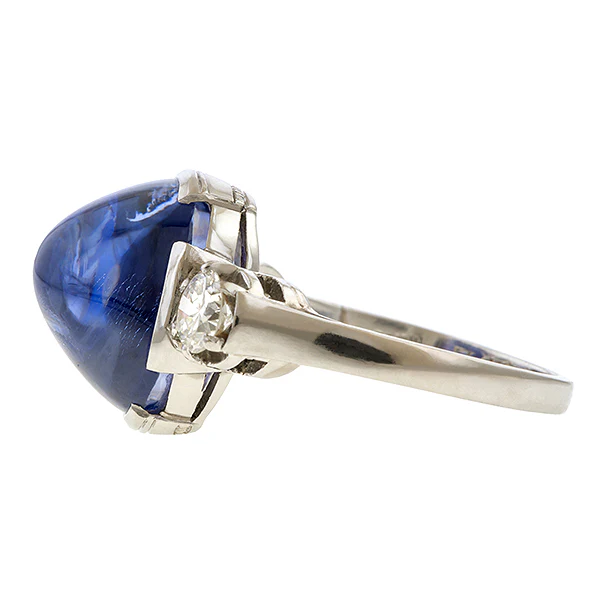 Vintage Sugarloaf Sapphire & Diamond Ring - Image 4