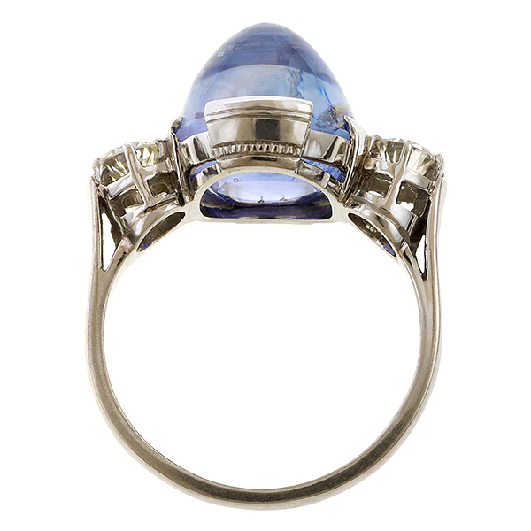 Vintage Sugarloaf Sapphire & Diamond Ring - Image 5