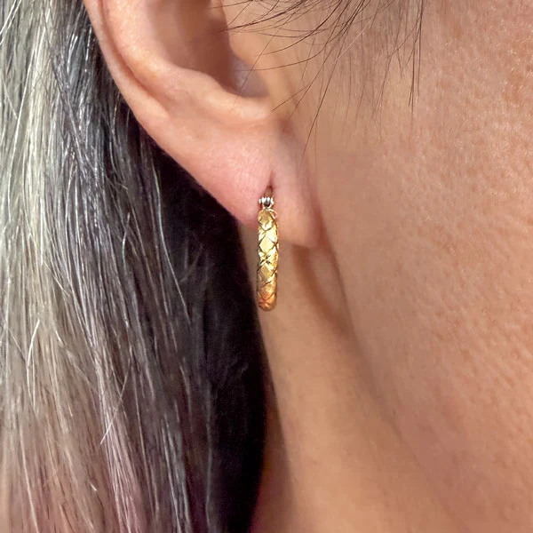 Vintage Textured Hoop Earrings - Image 2