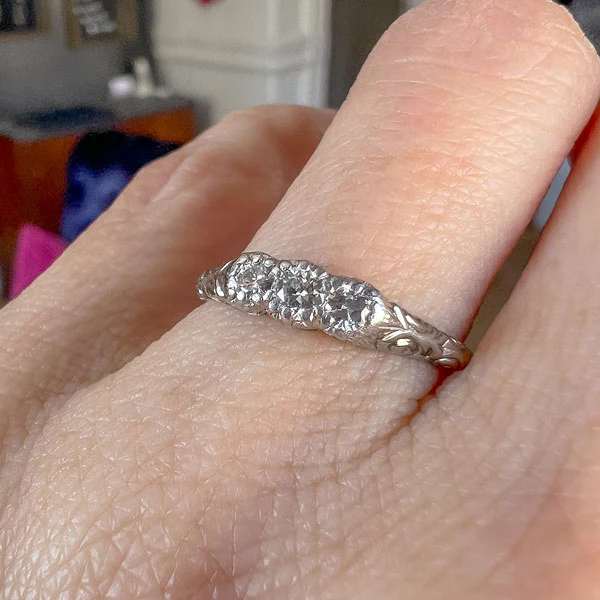 Vintage Three Stone Diamond Ring - Image 2