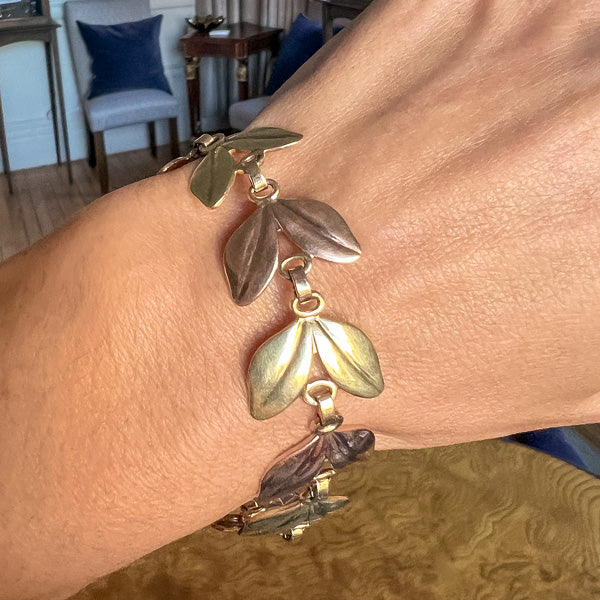 Vintage Tiffany & Co Two Toned Leaf Bracelet - Image 2