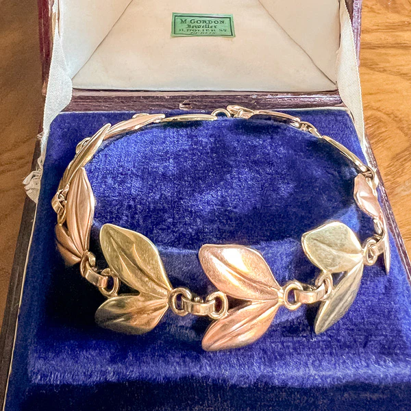 Vintage Tiffany & Co Two Toned Leaf Bracelet - Image 3