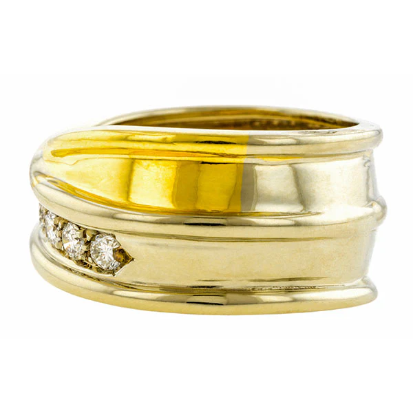 Vintage Two-tone Gold Diamond Crossover Ring, Size 7 - Image 3