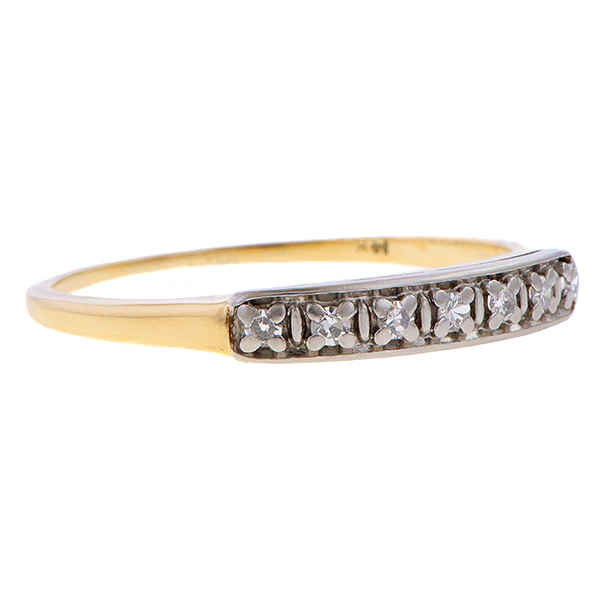 Vintage Two Toned Diamond Wedding Band Ring, Size 7 3/4 - Image 2