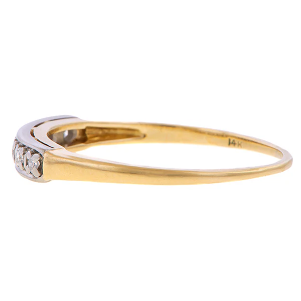 Vintage Two Toned Diamond Wedding Band Ring, Size 7 3/4 - Image 3