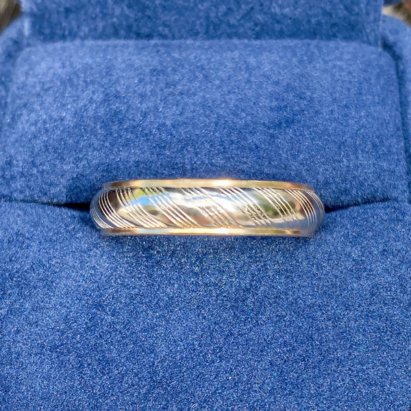 Vintage Two-toned Ridged Wedding Band, Size 9 3/4