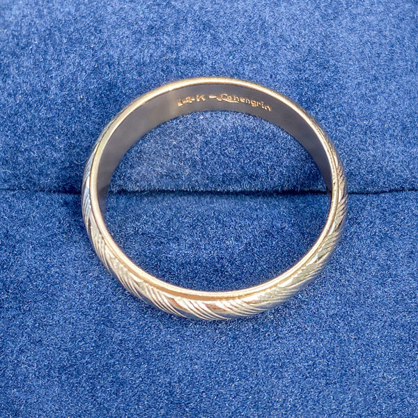 Vintage Two-toned Ridged Wedding Band, Size 9 3/4 - Image 3