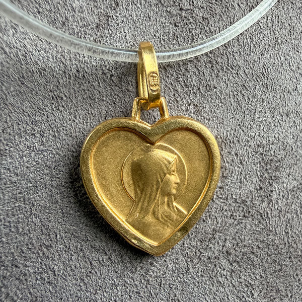 Vintage Virgin Mary Heart Shaped Pendant