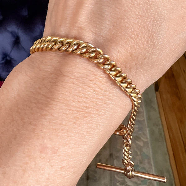 Vintage Watch Chain Curb Link Bracelet - Image 2
