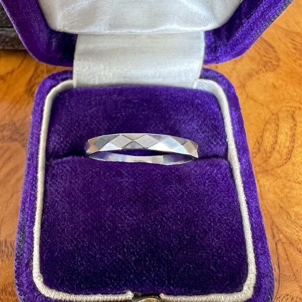 Vintage Faceted Wedding Band Ring, Size 6