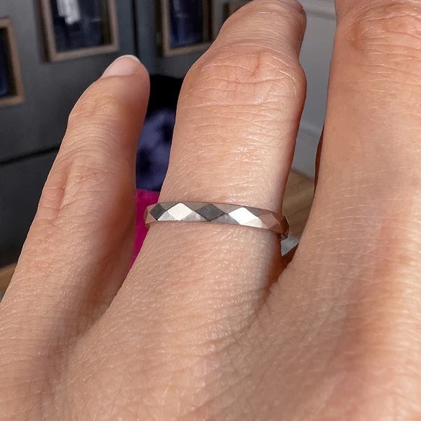 Vintage Faceted Wedding Band Ring, Size 6 - Image 2