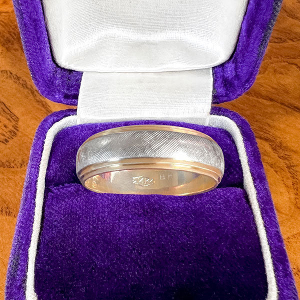 Vintage 2-Tone Wedding Band Ring, Size 8