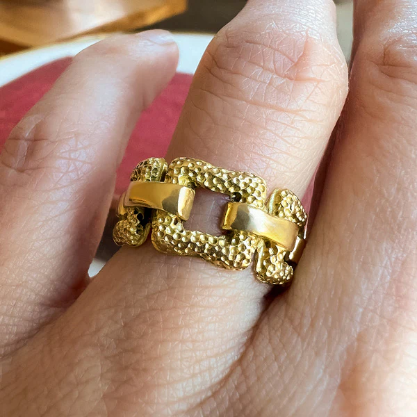 Vintage Wide Chain Link Ring, Size 6.75 - Image 2