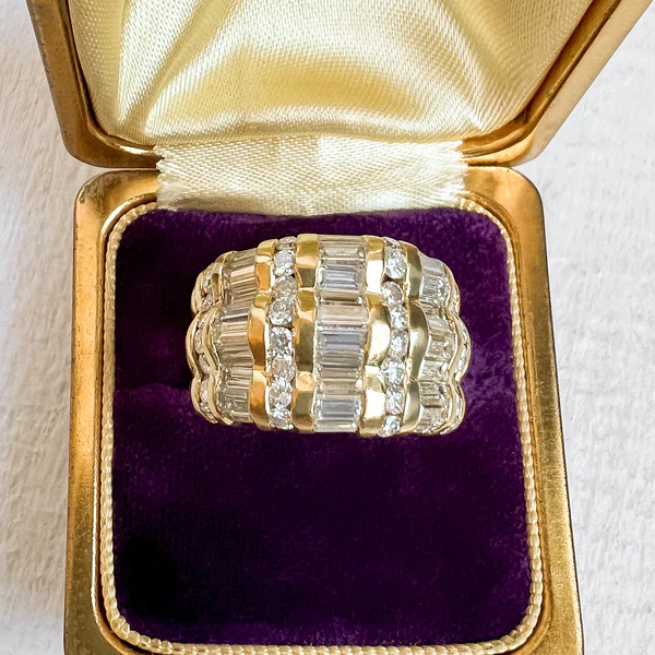 Vintage Wide Diamond Band Ring