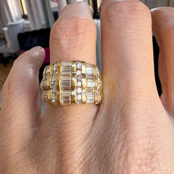 Vintage Wide Diamond Band Ring - Image 3