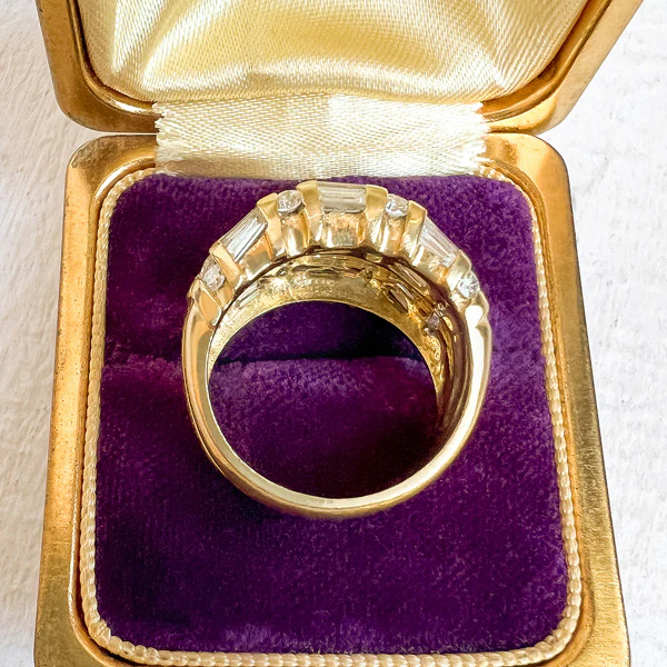 Vintage Wide Diamond Band Ring - Image 4