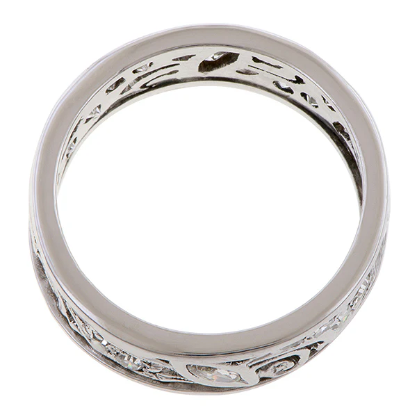 Vintage Wide Patterned Diamond Eternity Band, Size 6 - Image 4