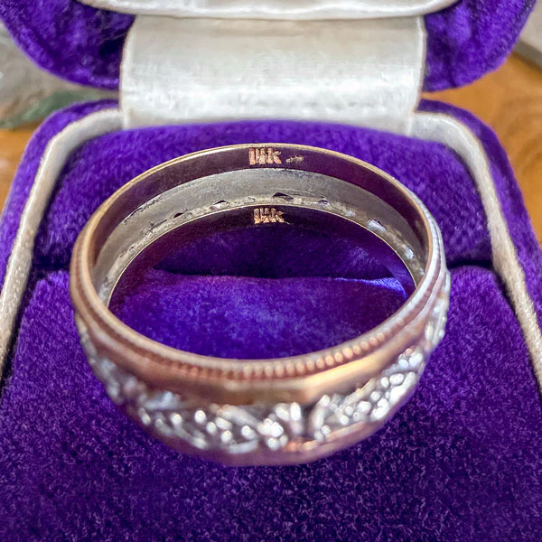 Vintage Wide Patterned Wedding Band Ring, Size 9 - Image 2