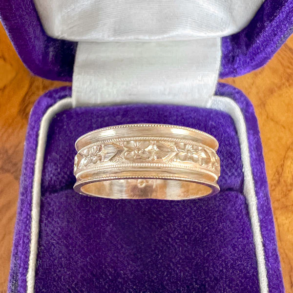 Vintage Patterned Wedding Band Ring, 1960, Size 6 3/4