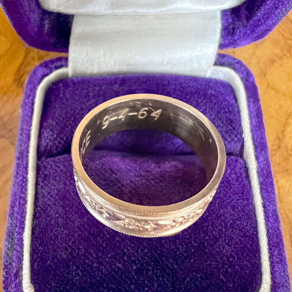 Vintage Patterned Wedding Band Ring, 1960, Size 6 3/4 - Image 4