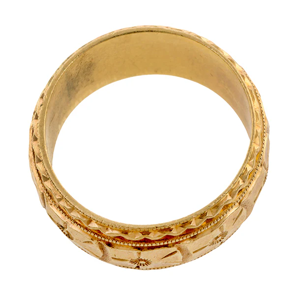 Vintage Wide Patterned Wedding Band Ring, Size 6 3/4 - Image 2