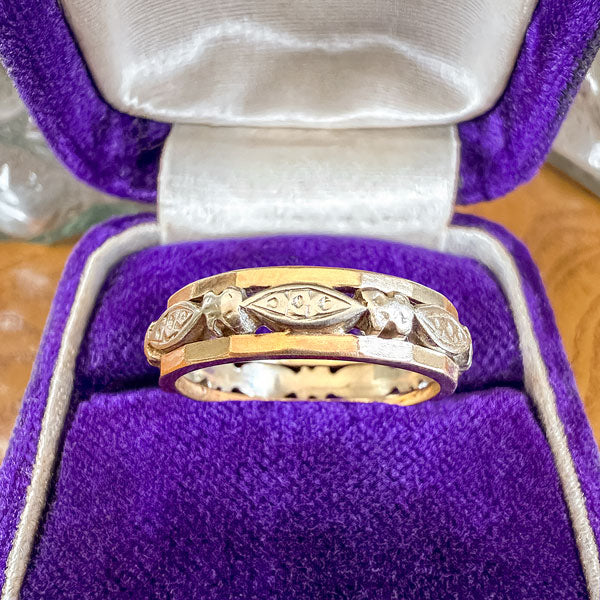Vintage Wide Patterned Wedding Band Ring, Size 7 - Image 2