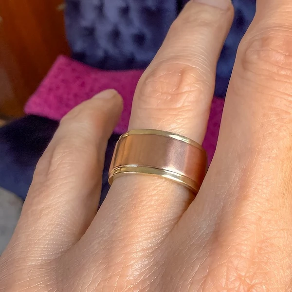 Vintage Wide Two-Toned Wedding Band, Size 6 1/2
